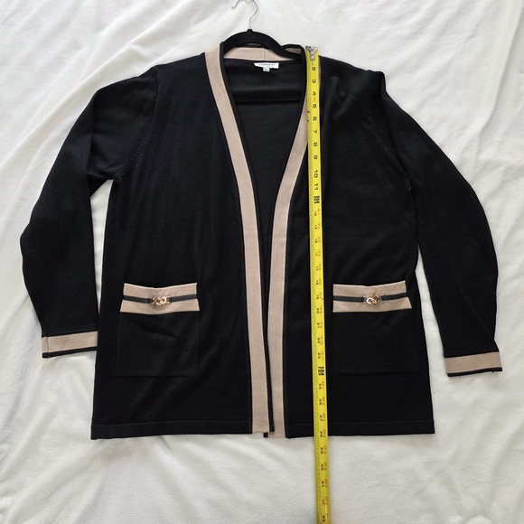 Essentials Black and Tan Cardigan Sweater - Picture 1 of 5